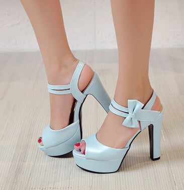 High-heeled Fish Mouth Shoes Bow Sexy