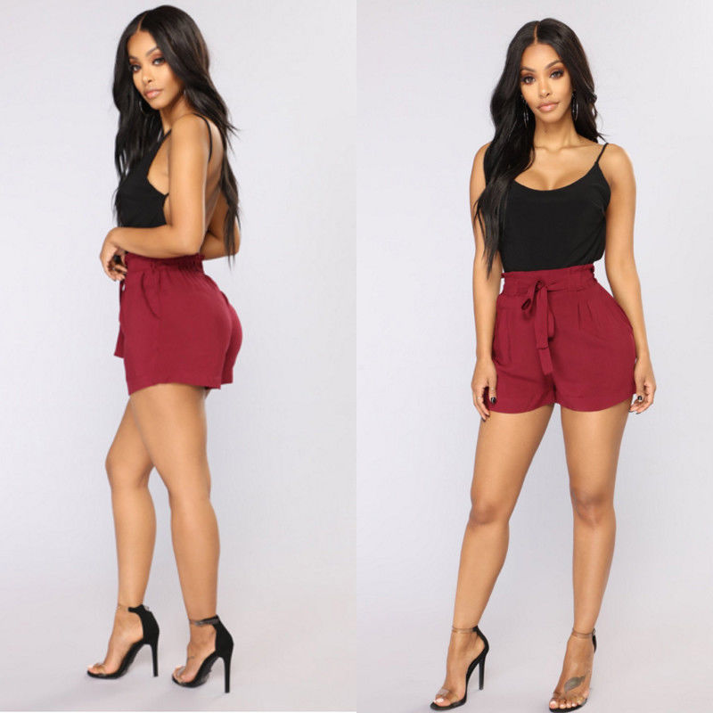 Shorts cortos de cintura alta para mujer