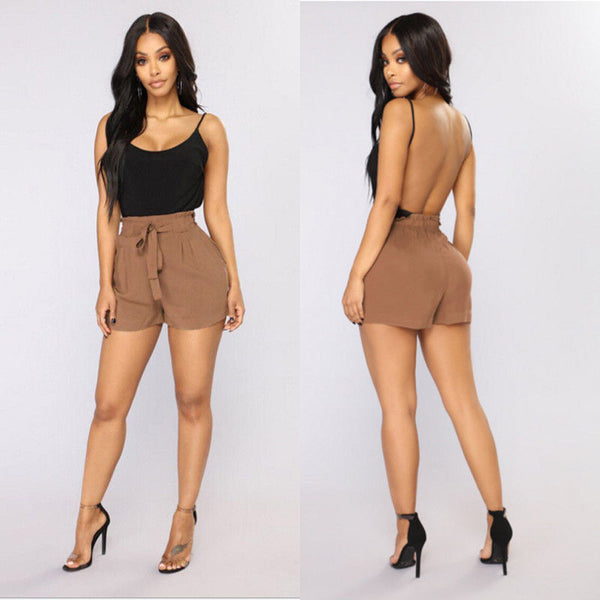 Shorts cortos de cintura alta para mujer