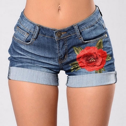 Pantalones cortos de bordado floral para chicas