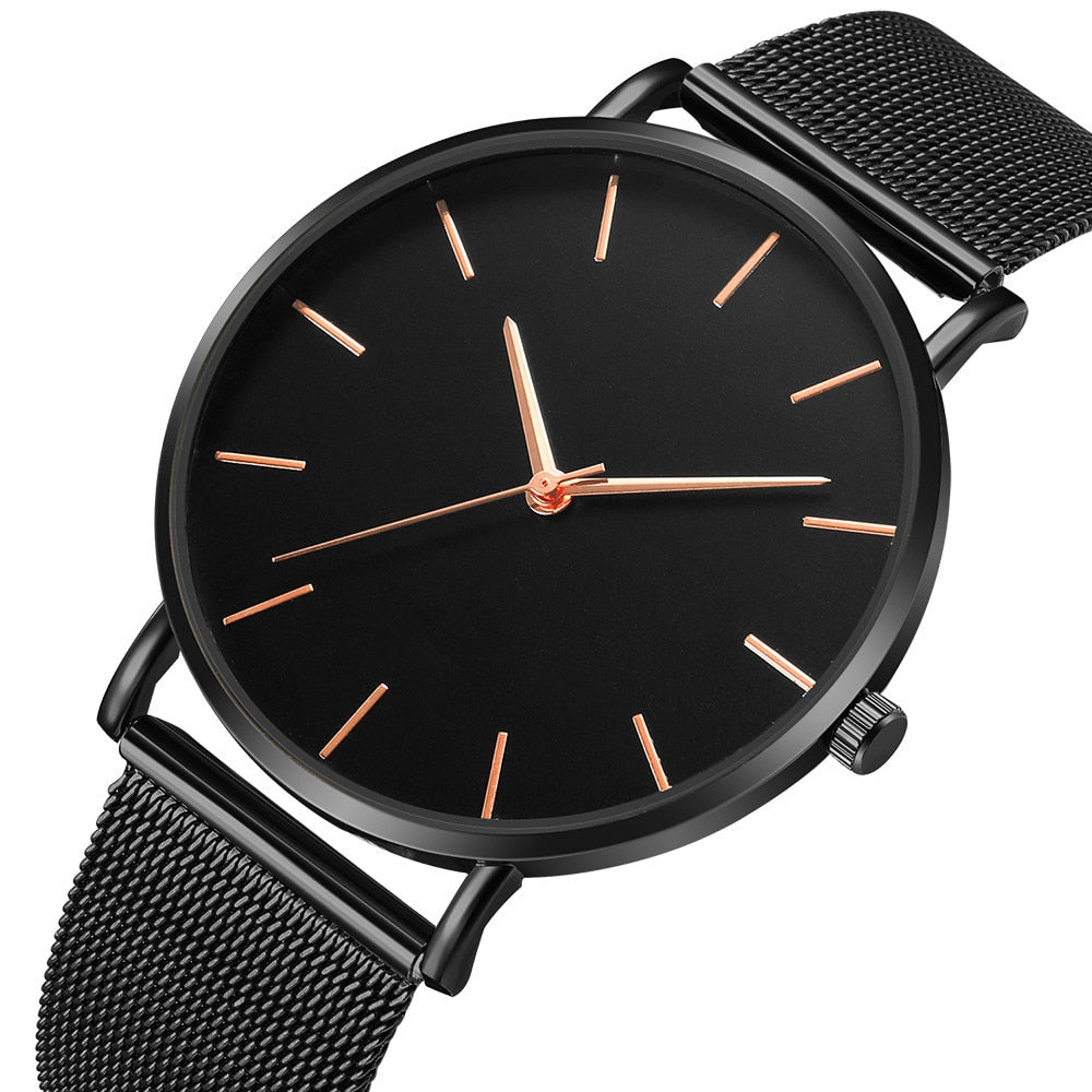 Montre Femme Modern Fashion Black Quartz Watch