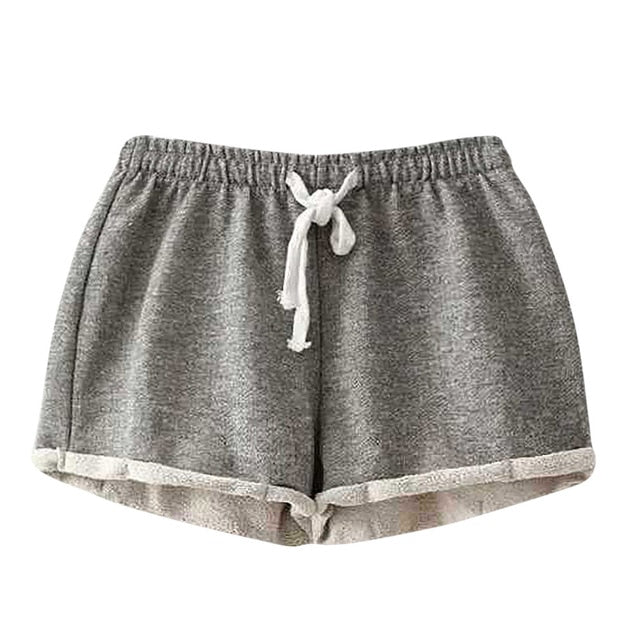 Pantalones cortos casuales sólidos de poliéster de cintura alta casuales deportivos