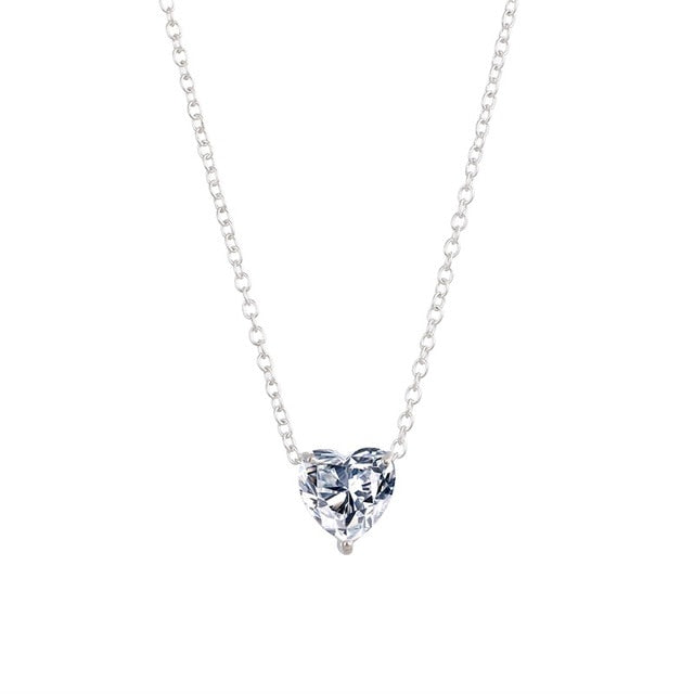 Crystal Heart Necklace Pendant Female Short Gold
