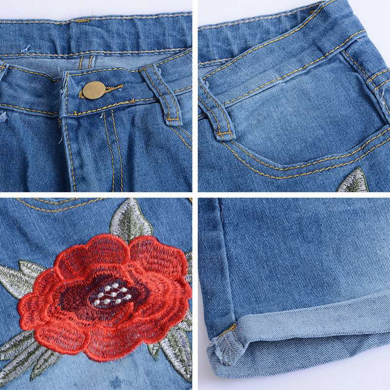 Pantalones cortos de bordado floral para chicas