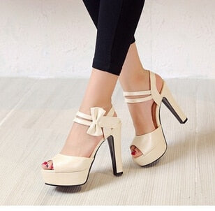 High-heeled Fish Mouth Shoes Bow Sexy