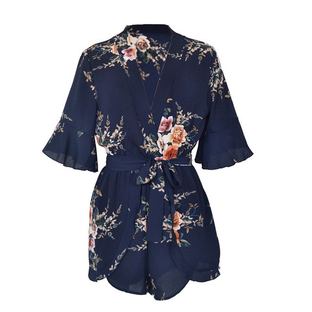 Mono con cuello en v estampados florales, traje de baño para chicas