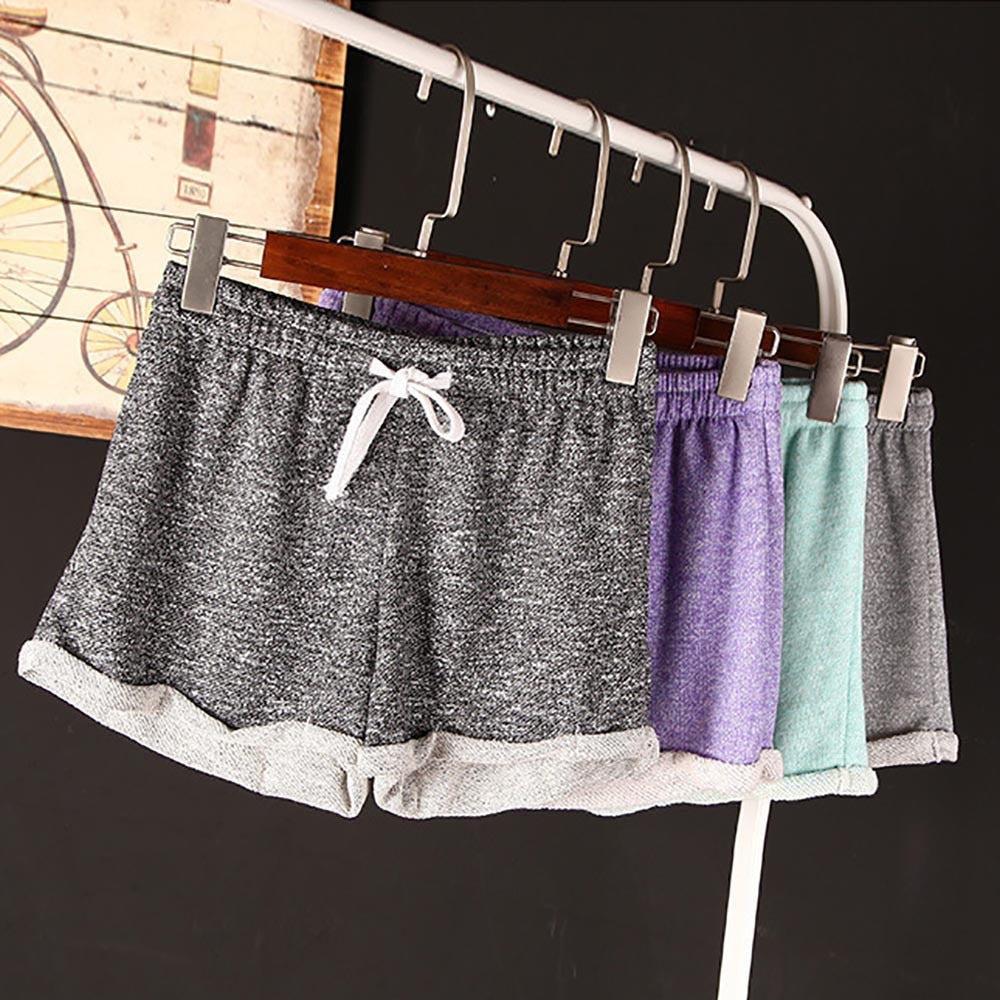 Pantalones cortos casuales sólidos de poliéster de cintura alta casuales deportivos