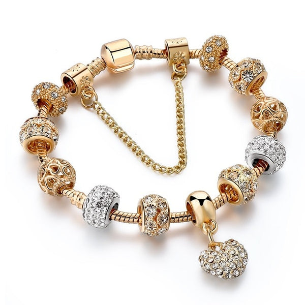 Luxury Crystal Heart Charm Bracelets & Bangles Gold Bracelets For Women